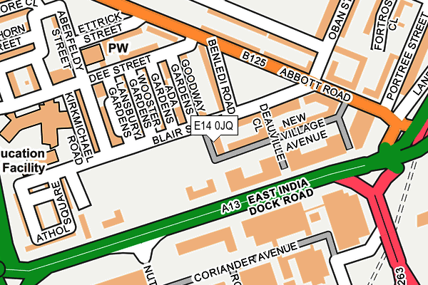 E14 0JQ map - OS OpenMap – Local (Ordnance Survey)