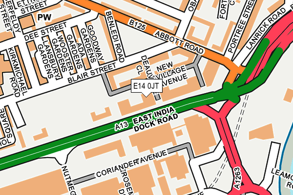 E14 0JT map - OS OpenMap – Local (Ordnance Survey)