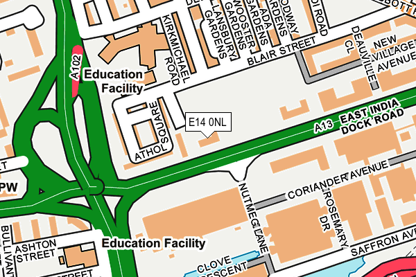 E14 0NL map - OS OpenMap – Local (Ordnance Survey)