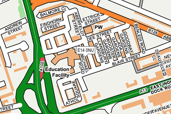 E14 0NU map - OS OpenMap – Local (Ordnance Survey)