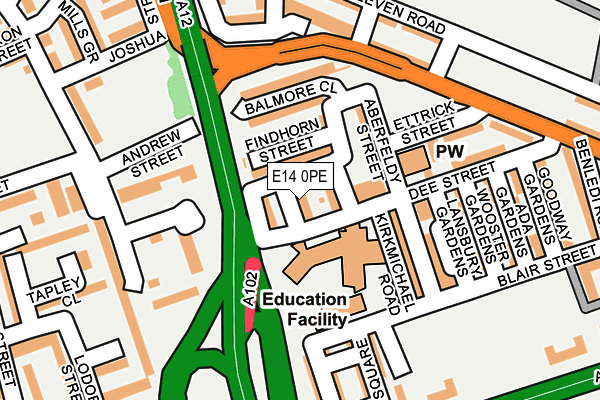 E14 0PE map - OS OpenMap – Local (Ordnance Survey)