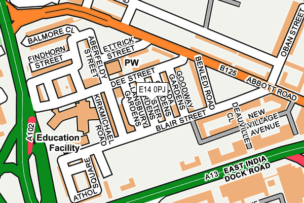 E14 0PJ map - OS OpenMap – Local (Ordnance Survey)