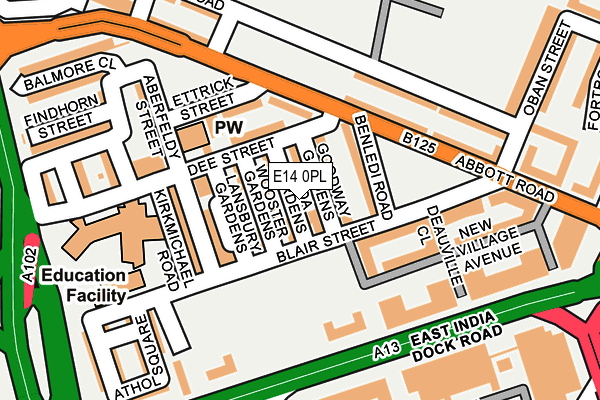 E14 0PL map - OS OpenMap – Local (Ordnance Survey)