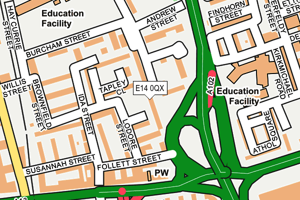 E14 0QX map - OS OpenMap – Local (Ordnance Survey)