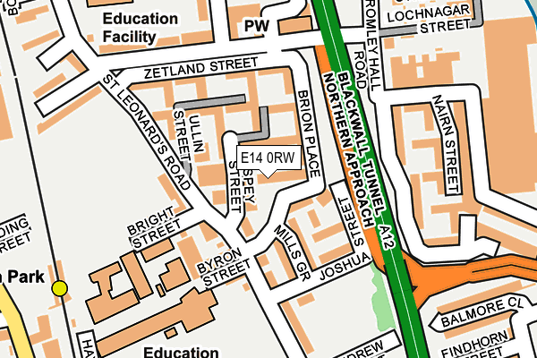 E14 0RW map - OS OpenMap – Local (Ordnance Survey)