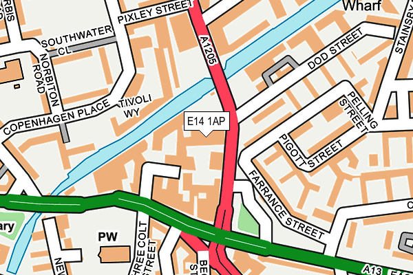 E14 1AP map - OS OpenMap – Local (Ordnance Survey)