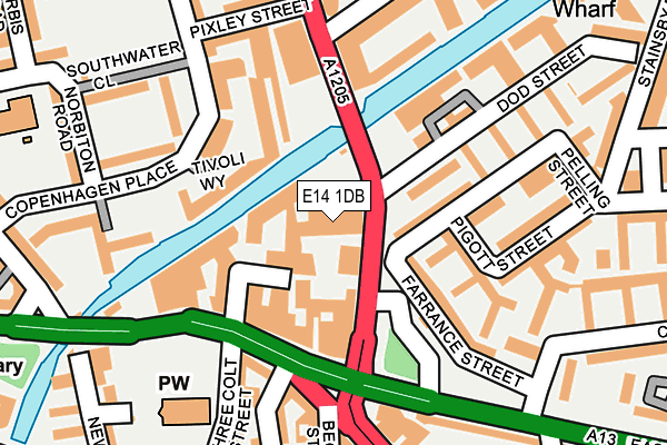 E14 1DB map - OS OpenMap – Local (Ordnance Survey)