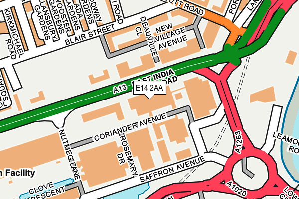 E14 2AA map - OS OpenMap – Local (Ordnance Survey)