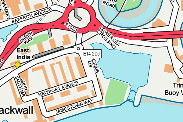 E14 2DJ map - OS OpenMap – Local (Ordnance Survey)