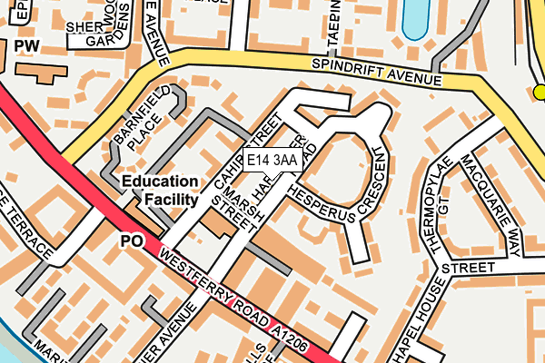 E14 3AA map - OS OpenMap – Local (Ordnance Survey)