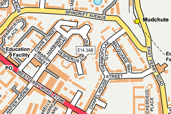 E14 3AB map - OS OpenMap – Local (Ordnance Survey)