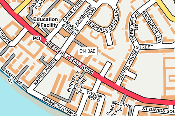 E14 3AE map - OS OpenMap – Local (Ordnance Survey)