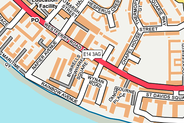 E14 3AG map - OS OpenMap – Local (Ordnance Survey)