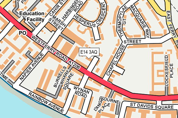 E14 3AQ map - OS OpenMap – Local (Ordnance Survey)