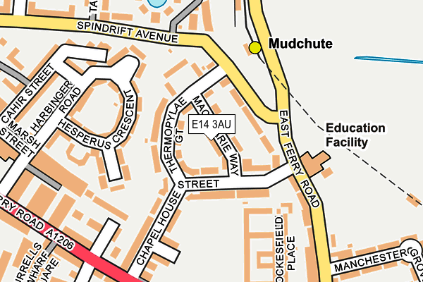 E14 3AU map - OS OpenMap – Local (Ordnance Survey)