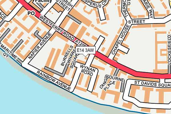 E14 3AW map - OS OpenMap – Local (Ordnance Survey)