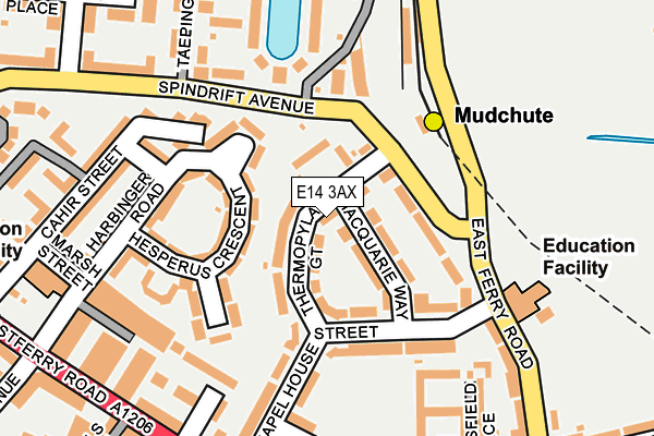 E14 3AX map - OS OpenMap – Local (Ordnance Survey)