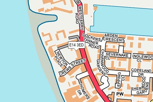 E14 3ED map - OS OpenMap – Local (Ordnance Survey)