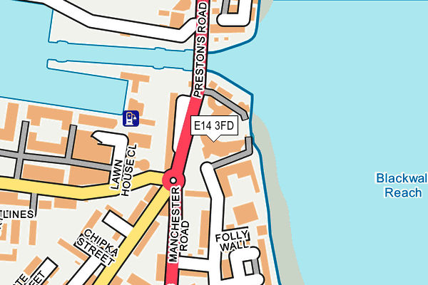 E14 3FD map - OS OpenMap – Local (Ordnance Survey)
