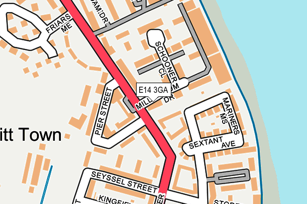 E14 3GA map - OS OpenMap – Local (Ordnance Survey)