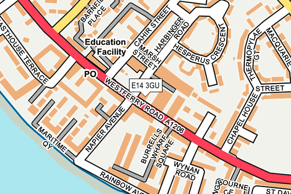 E14 3GU map - OS OpenMap – Local (Ordnance Survey)