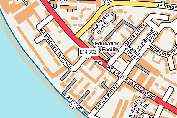 E14 3GZ map - OS OpenMap – Local (Ordnance Survey)