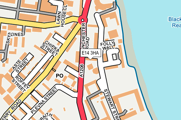 E14 3HA map - OS OpenMap – Local (Ordnance Survey)