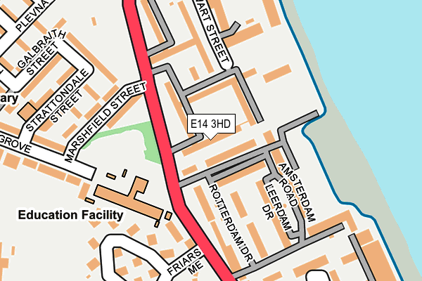 E14 3HD map - OS OpenMap – Local (Ordnance Survey)