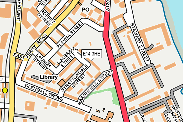 E14 3HE map - OS OpenMap – Local (Ordnance Survey)