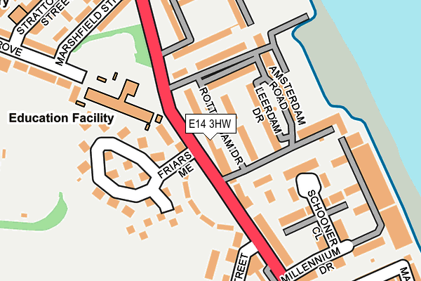 E14 3HW map - OS OpenMap – Local (Ordnance Survey)