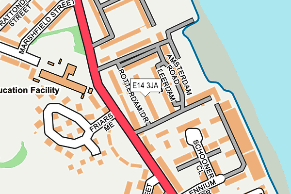 E14 3JA map - OS OpenMap – Local (Ordnance Survey)