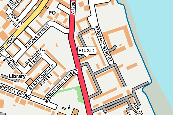 E14 3JD map - OS OpenMap – Local (Ordnance Survey)