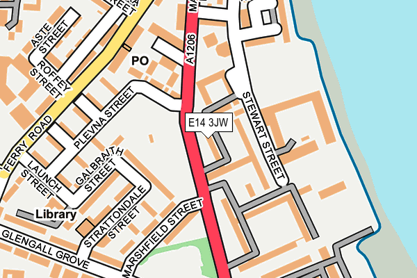 E14 3JW map - OS OpenMap – Local (Ordnance Survey)