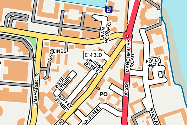 E14 3LD map - OS OpenMap – Local (Ordnance Survey)