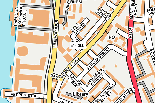 E14 3LL map - OS OpenMap – Local (Ordnance Survey)