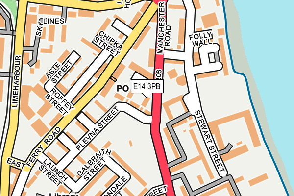 E14 3PB map - OS OpenMap – Local (Ordnance Survey)