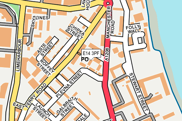 E14 3PF map - OS OpenMap – Local (Ordnance Survey)