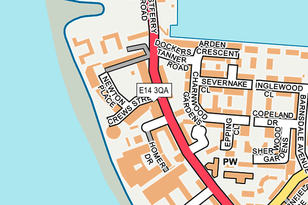 E14 3QA map - OS OpenMap – Local (Ordnance Survey)