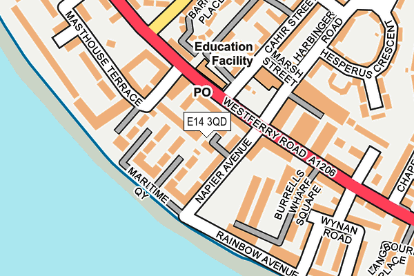 E14 3QD map - OS OpenMap – Local (Ordnance Survey)