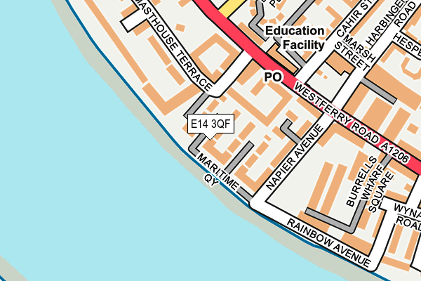 E14 3QF map - OS OpenMap – Local (Ordnance Survey)