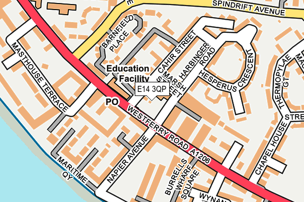 E14 3QP map - OS OpenMap – Local (Ordnance Survey)