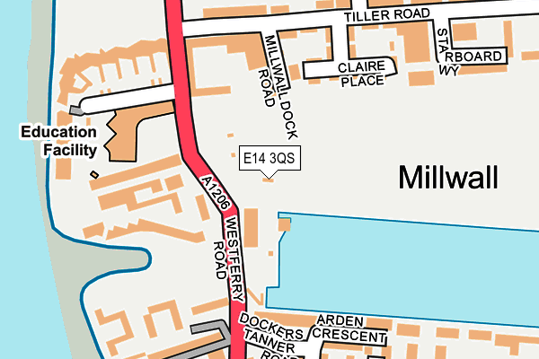 E14 3QS map - OS OpenMap – Local (Ordnance Survey)