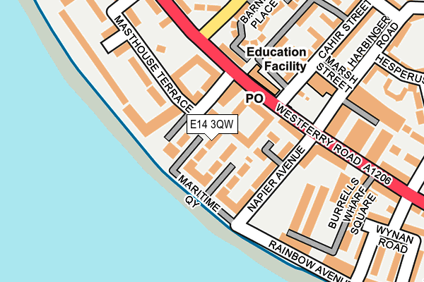 E14 3QW map - OS OpenMap – Local (Ordnance Survey)