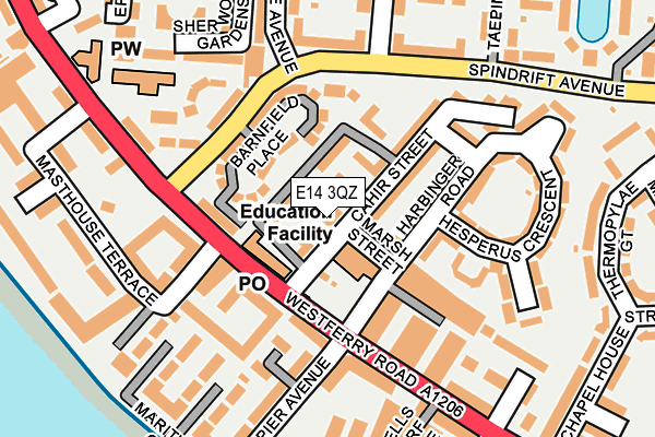 E14 3QZ map - OS OpenMap – Local (Ordnance Survey)