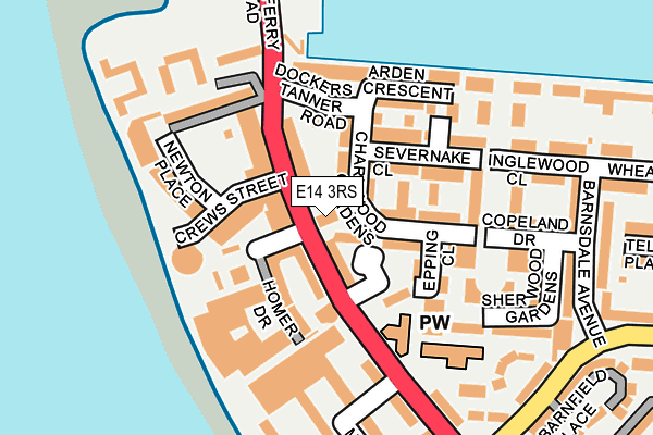 E14 3RS map - OS OpenMap – Local (Ordnance Survey)