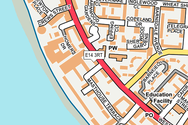 E14 3RT map - OS OpenMap – Local (Ordnance Survey)