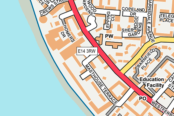 E14 3RW map - OS OpenMap – Local (Ordnance Survey)