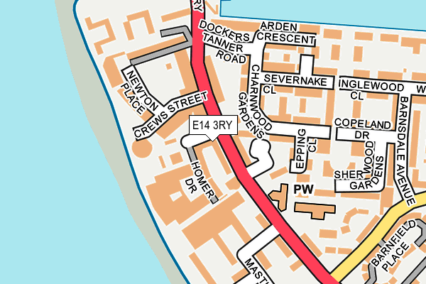 E14 3RY map - OS OpenMap – Local (Ordnance Survey)