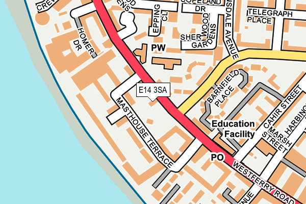 E14 3SA map - OS OpenMap – Local (Ordnance Survey)