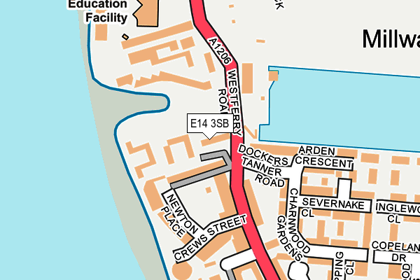 E14 3SB map - OS OpenMap – Local (Ordnance Survey)